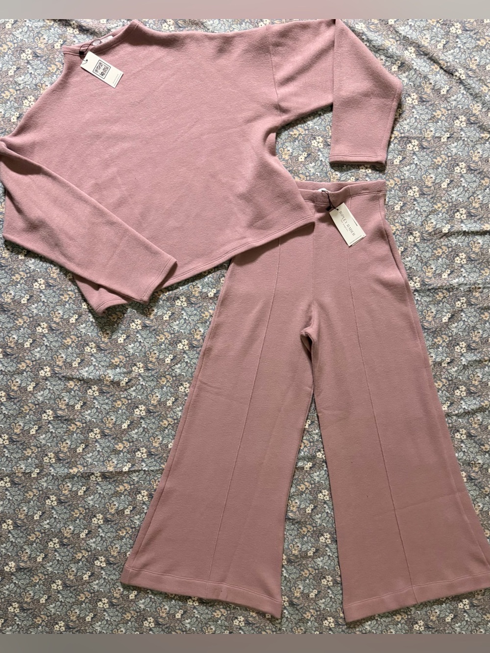 Ripley Rader Sweater Knit Funnel Neck Top & Wide-Leg Sweater Knit Pants